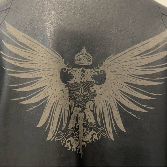 Toxic Hazard Leather Jacket Black with White Stripe Men’s Size S - Picture 6 of 6